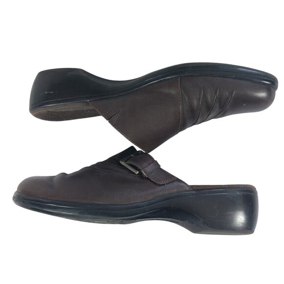 CLARKS! ULTRA PADDED ESPRESSO BROWN GENUINE LEATHER MULES, CLOGS! SZ 10M - Picture 6 of 10